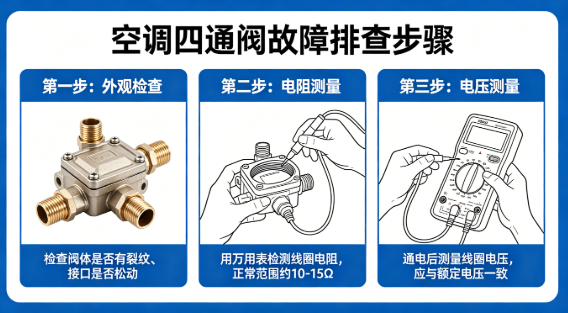 空調四通換向閥線圈,失靈快速故障排查方法